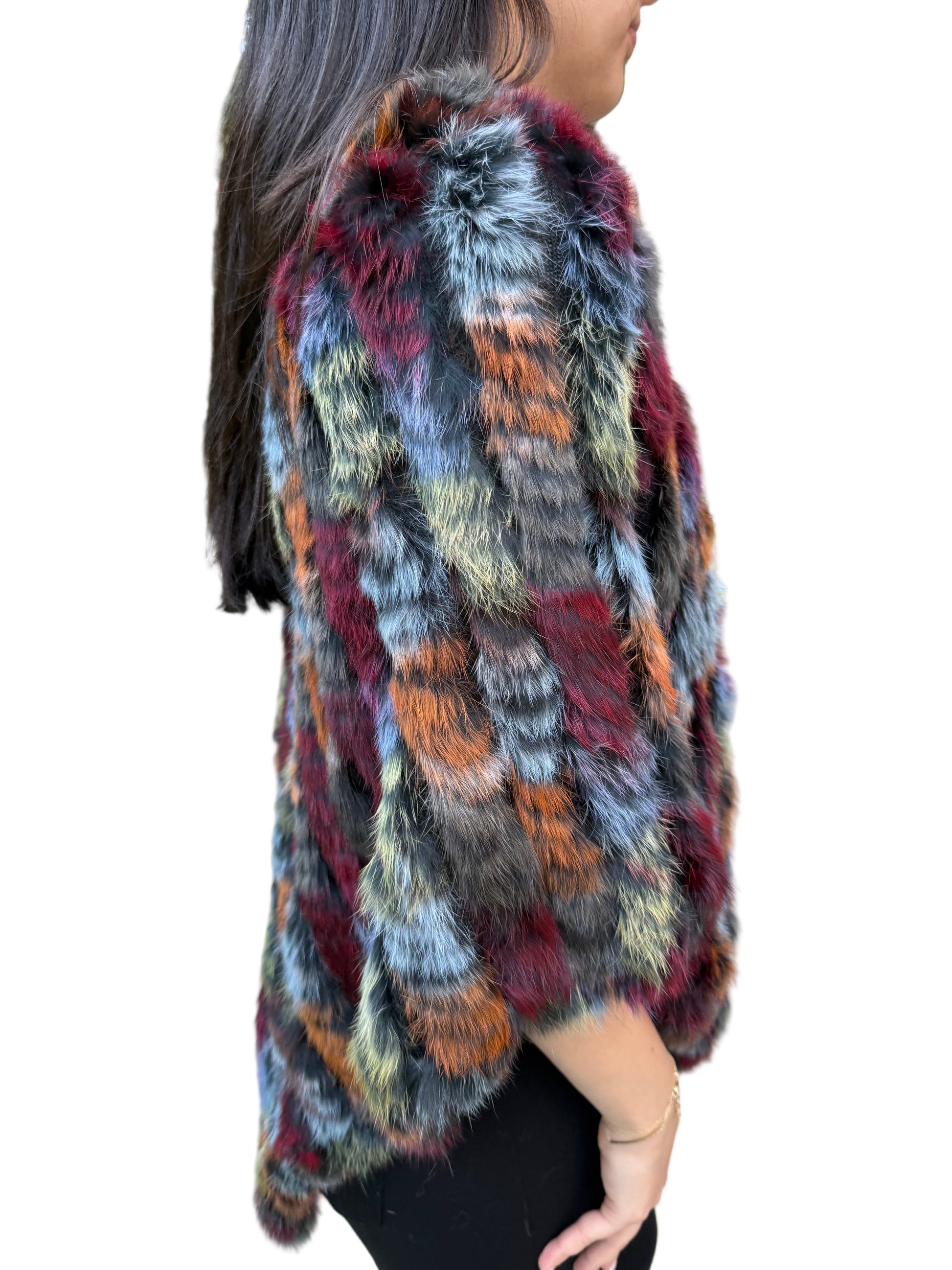 Vibrant Real Rabbit Fur Poncho