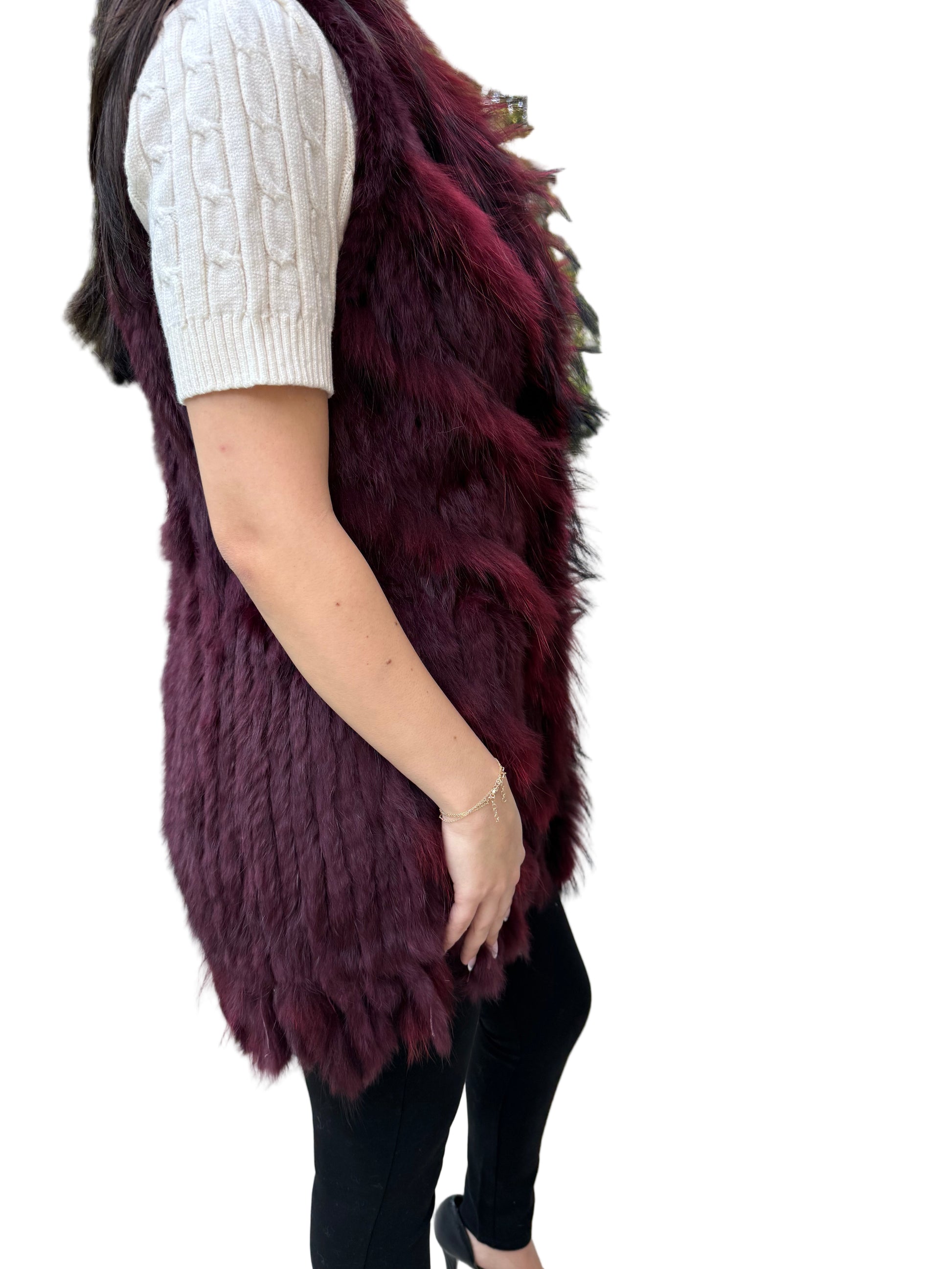 Long Luxury Real Rabbit Fur Vest