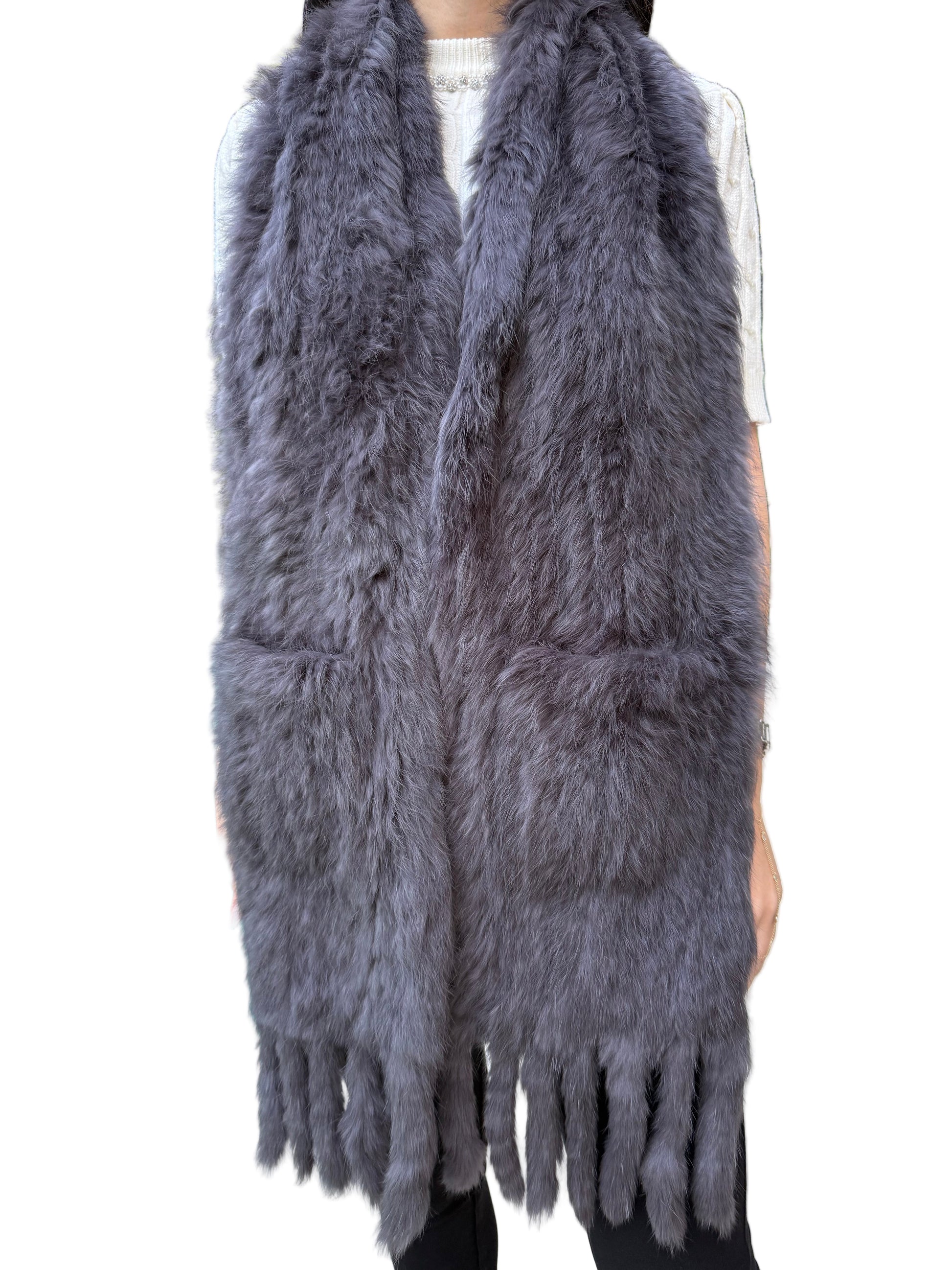Chic Rabbit Fur Wide Scarf