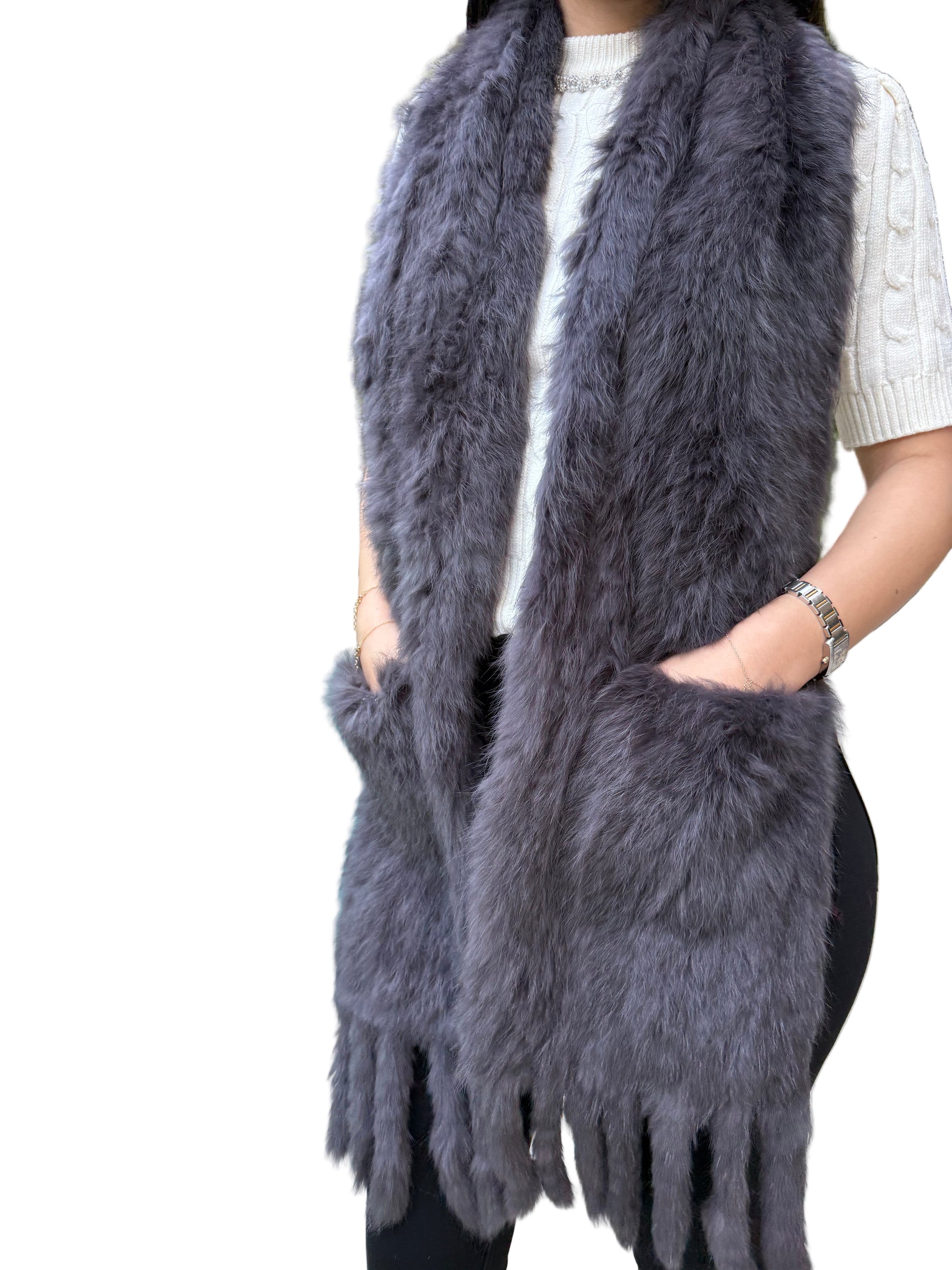 Chic Rabbit Fur Wide Scarf