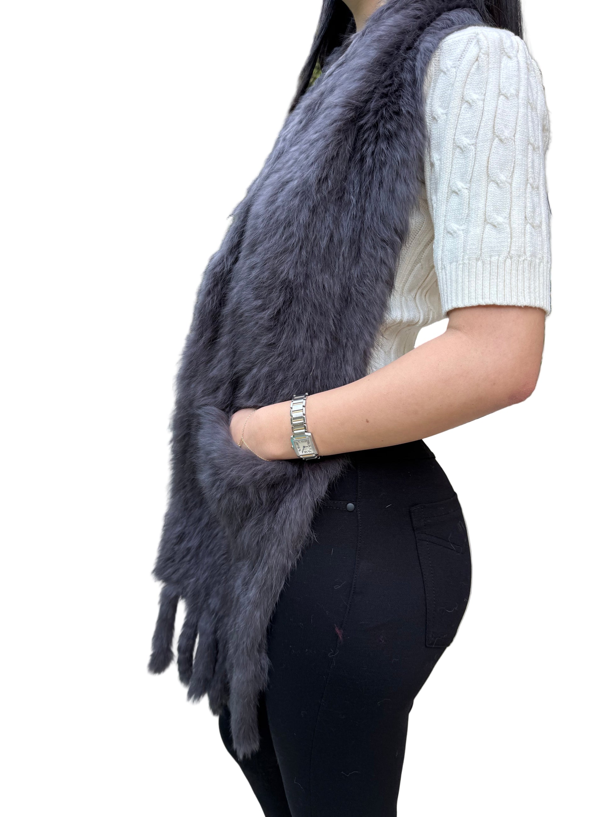 Chic Rabbit Fur Wide Scarf