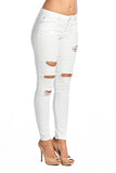DP9845 Distressed White Jeans - FashionPosh