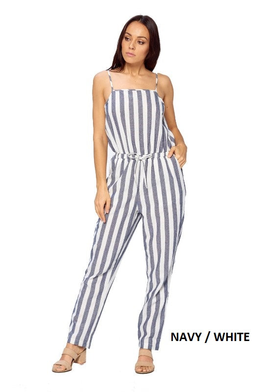 CiSono Stripe Linen Romper Pants