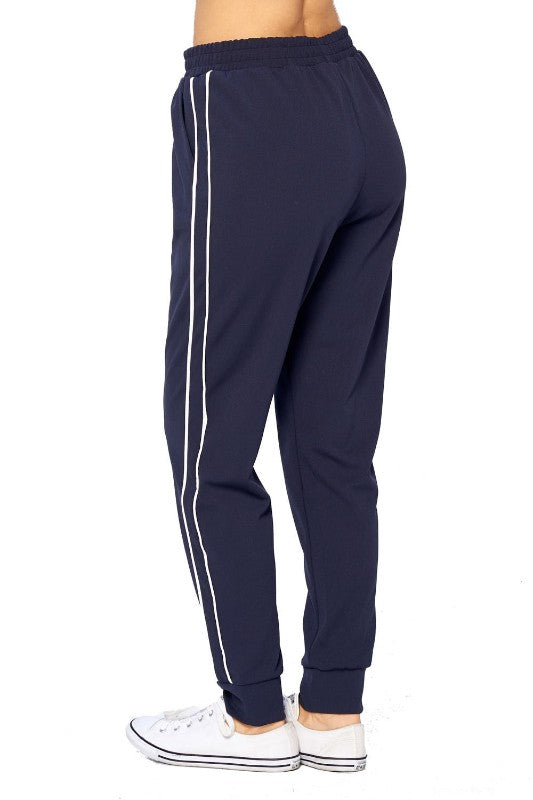 Navy Jogger Drawstring Sweatpants - FashionPosh