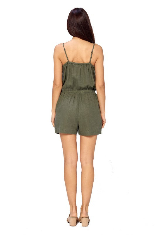 Linen Romper Shorts( Other Colors) - FashionPosh