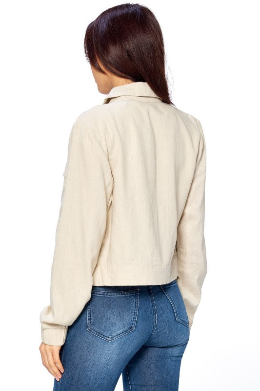 Linen Blazer Jacket - FashionPosh