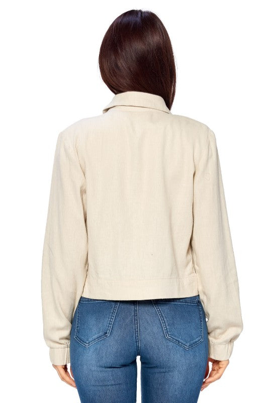 Linen Blazer Jacket - FashionPosh