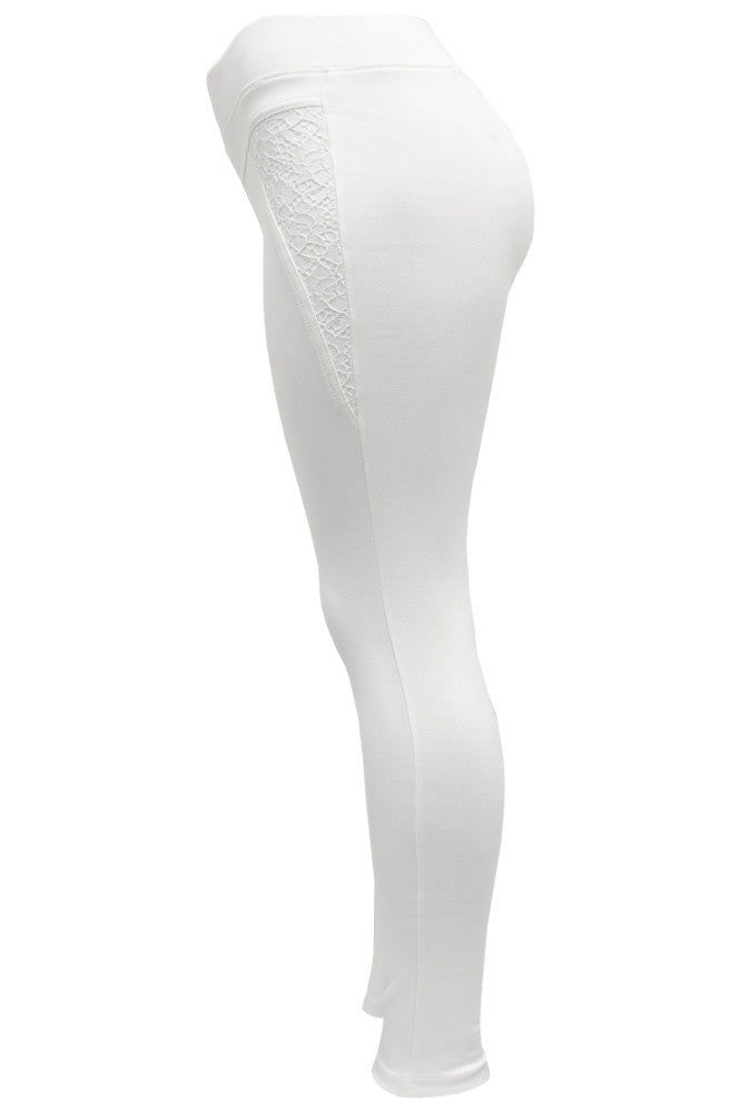 P9683 Ponte Leggings with Lace Detailing - FashionPosh