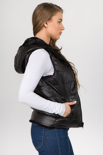 Reversible Vest with Hoodie - FashionPosh