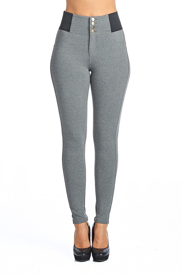 PP84 High Elastic Waist Button Down Leggings (More color options) - FashionPosh