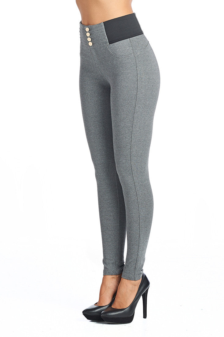 PP84 High Elastic Waist Button Down Leggings (More color options) - FashionPosh