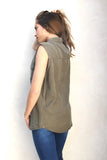 TP243 Sleeveless Button Down Shirt (More color options) - FashionPosh