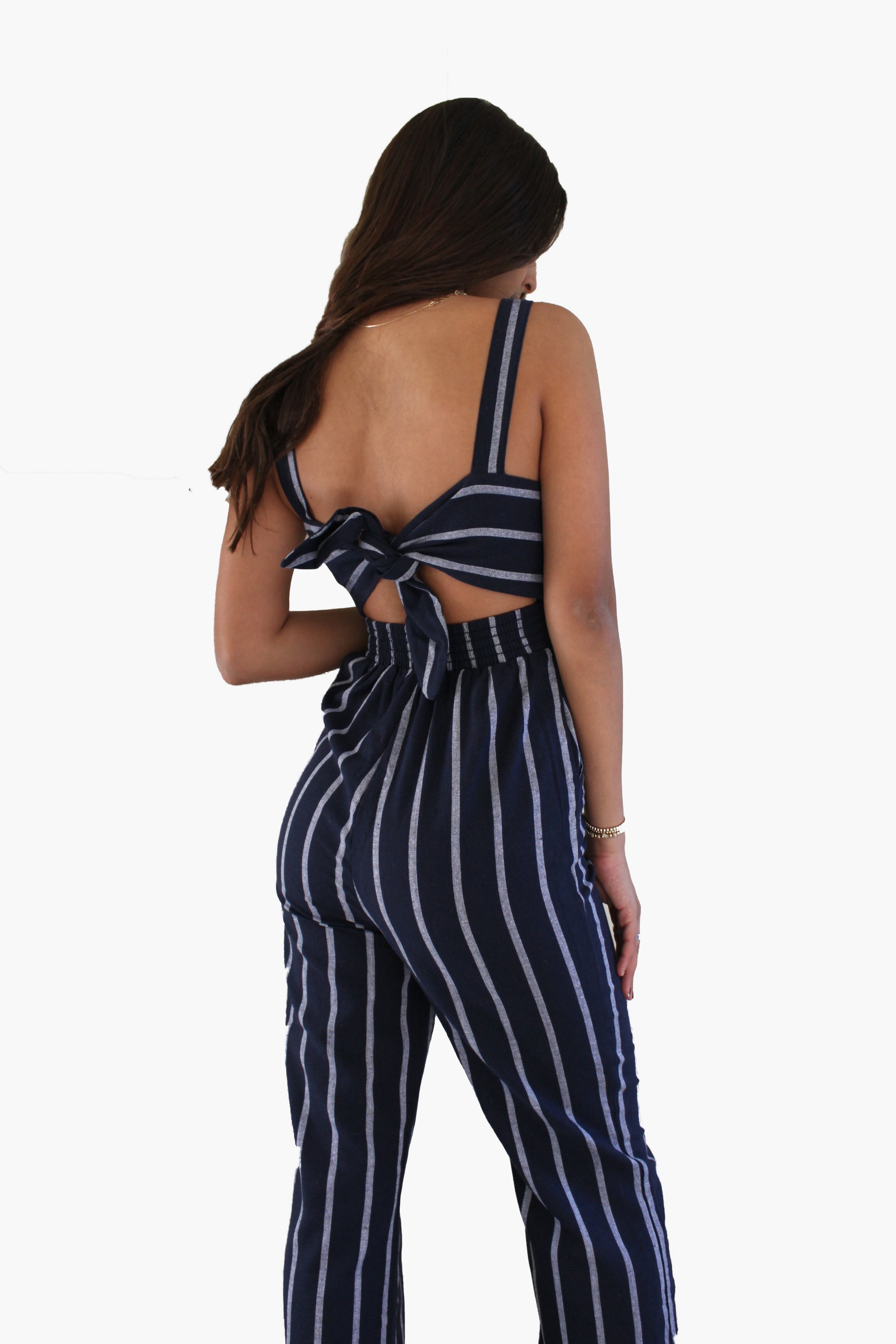 Striped Linen Romper Pants - FashionPosh