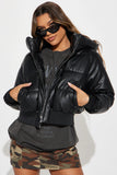Hooded Pu Leather Bomber Jacket