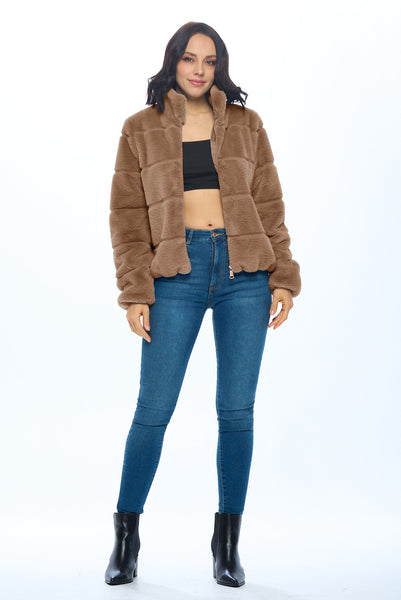 Ci Sono Fur Zip-Up Jacket