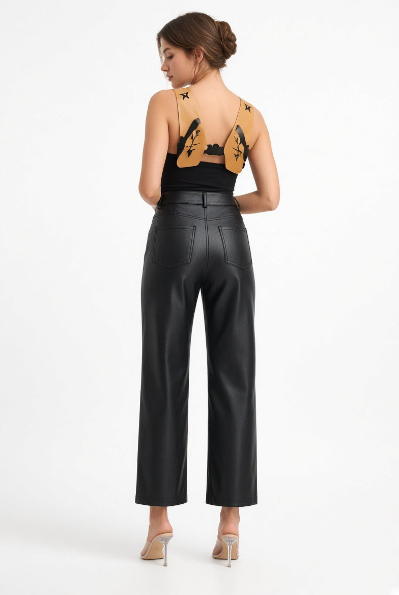 CI SONO PU LEATHER JEAN PANTS - FashionPosh