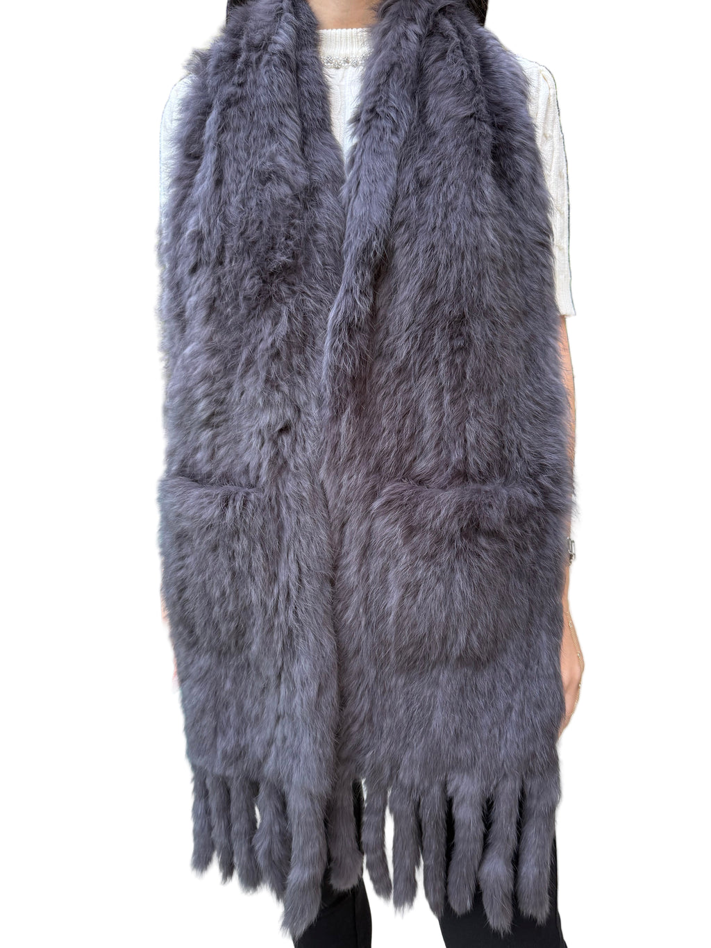 Chic Rabbit Fur Wide Scarf