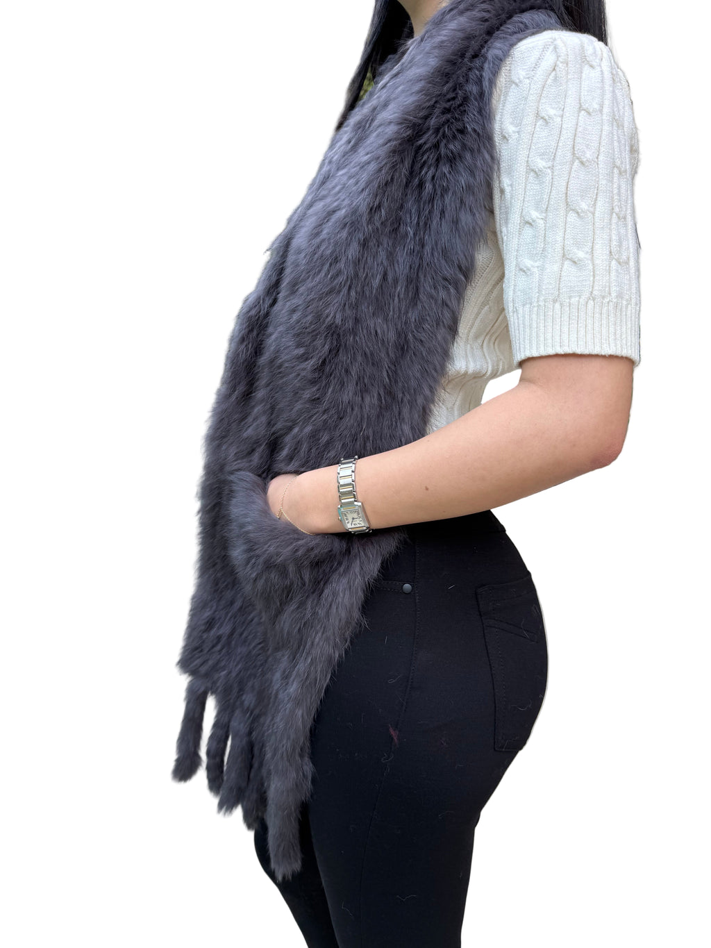 Chic Rabbit Fur Wide Scarf