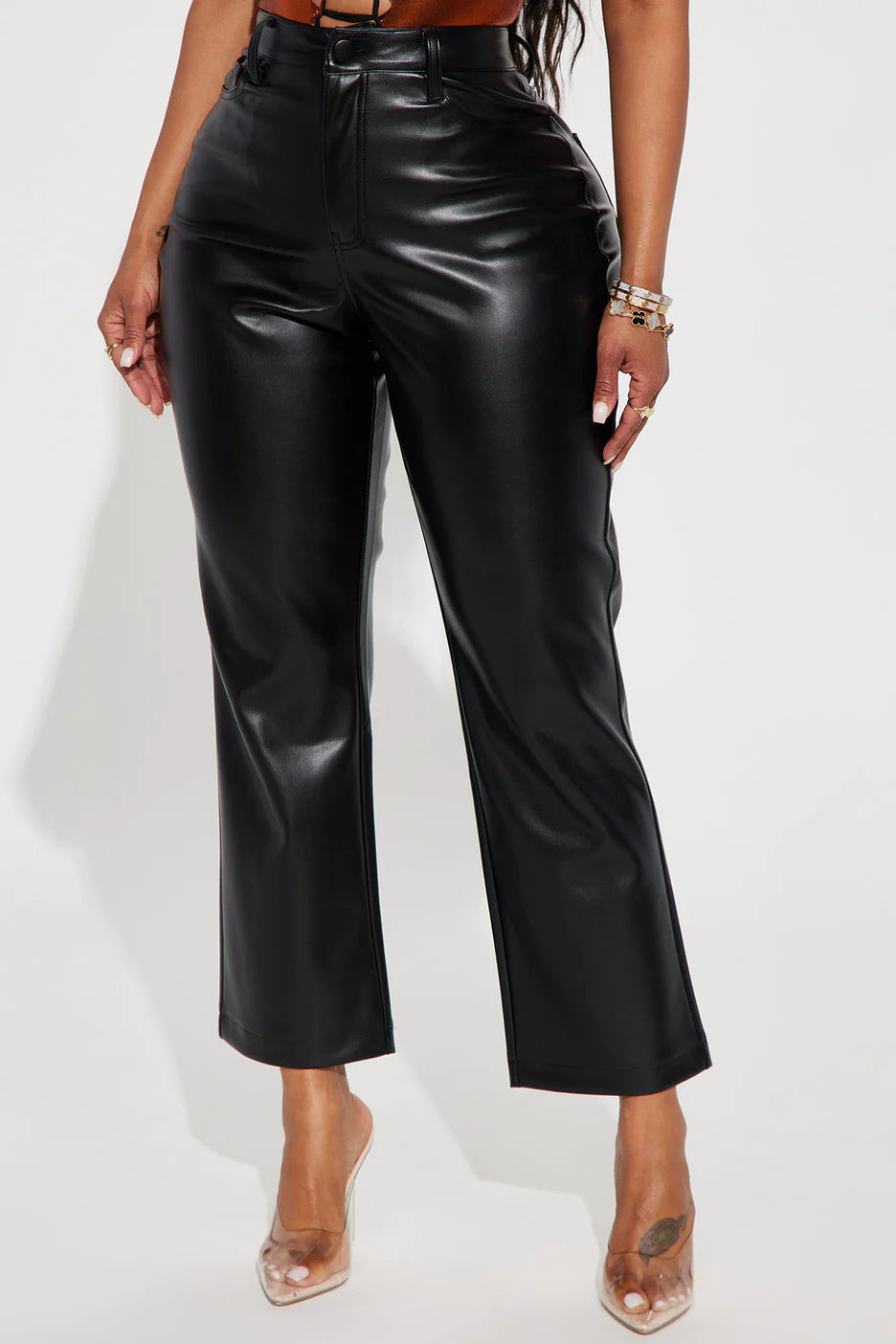 CI SONO PU LEATHER JEAN PANTS