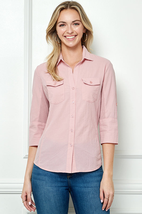 CiSono Ribbed Cage Button Down Shirt (Various Color Options)
