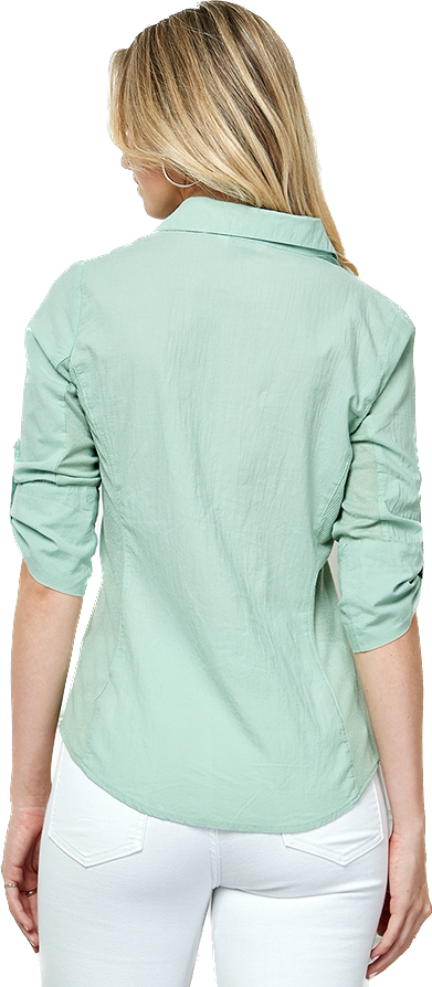 Sage Button Down Shirt w/ Contrast Rib