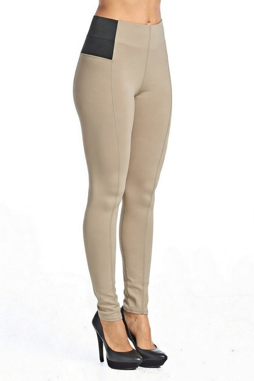 P800 Ci Sono High Waist Ponte Leggings (More color options) - FashionPosh
