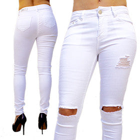 P9750 Distressed Ripped Jean Leggings - FashionPosh