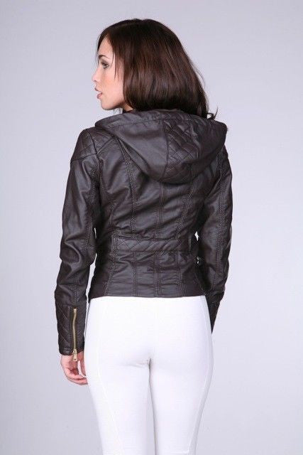 JK9489 Hooded Biker Jacket (More color options) - FashionPosh
