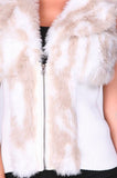 DV589 Fur Vest W/Ribbed Waist - FashionPosh