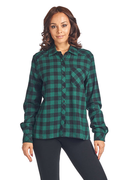 PTP01 Plaid Flannel Shirt W/ Elbow Patch (More color options) - FashionPosh