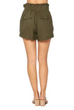 Solid Drawstring High Waist Linen Shorts - FashionPosh
