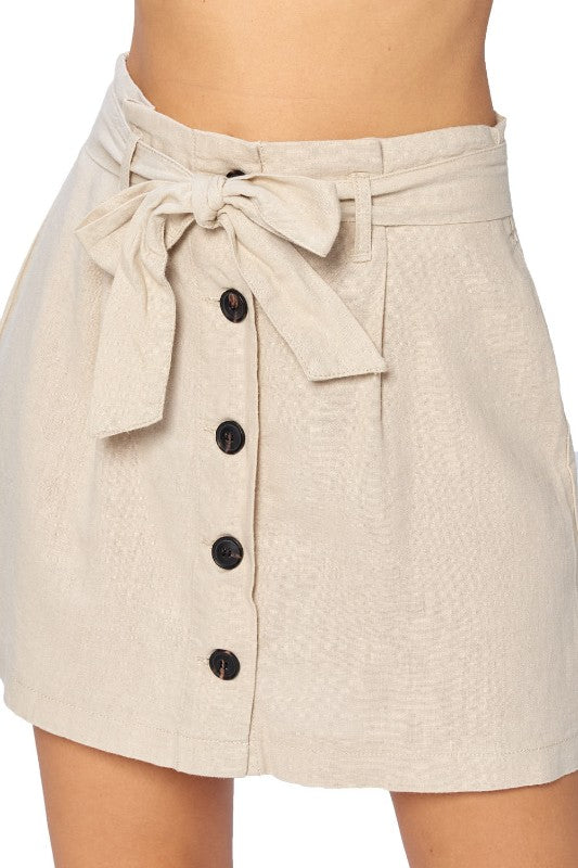 CiSono Button Down Linen Skirt