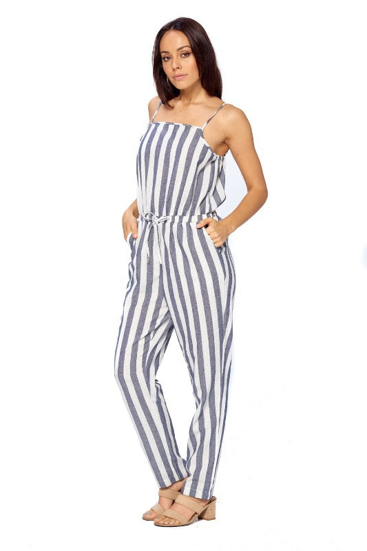 CiSono Stripe Linen Romper Pants