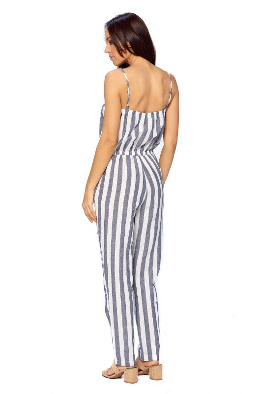 CiSono Stripe Linen Romper Pants