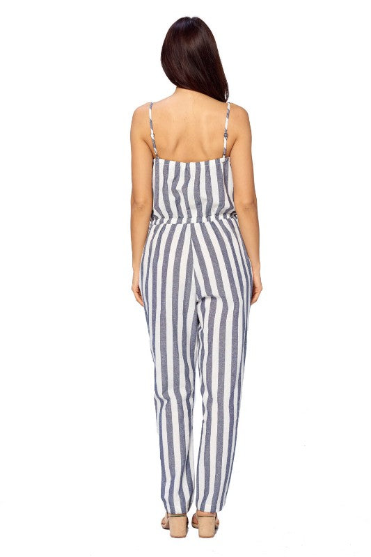 CiSono Stripe Linen Romper Pants