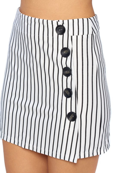 Stripe High Waisted Skirt Shorts/Skort - FashionPosh