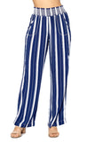 Navy Rayon Striped Pants - FashionPosh