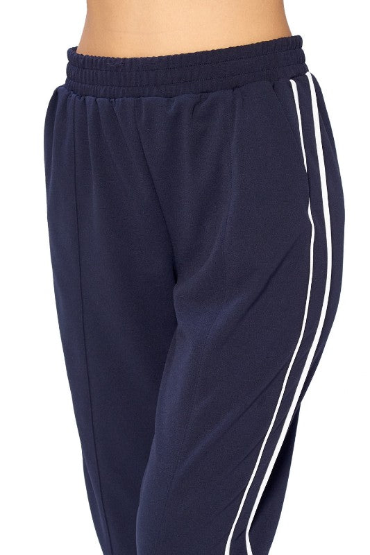 Navy Jogger Drawstring Sweatpants - FashionPosh