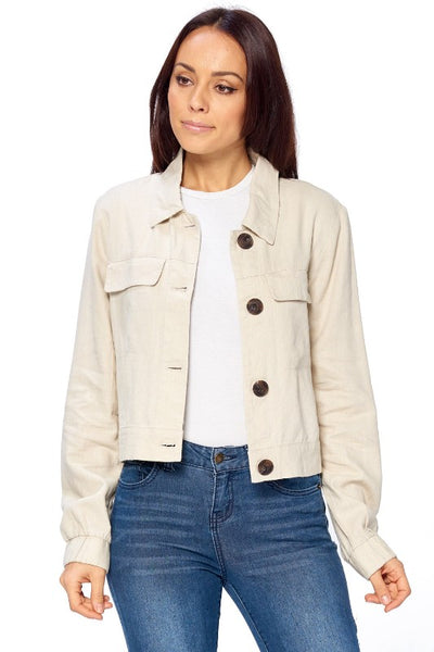 Linen Blazer Jacket - FashionPosh