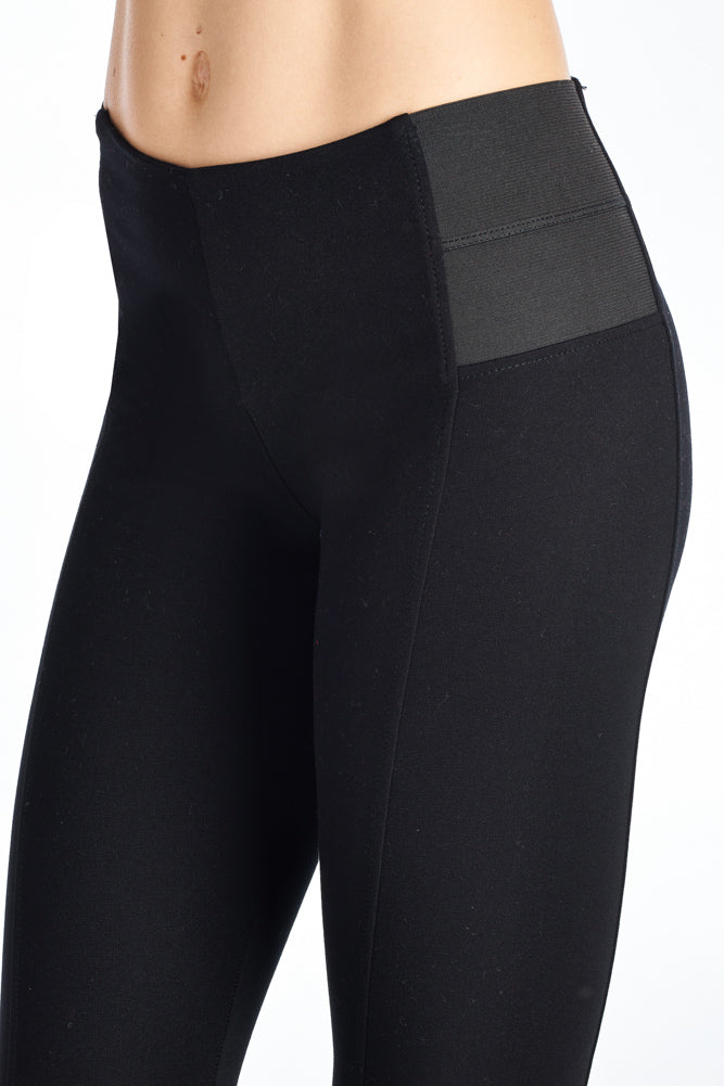 P800 Ci Sono High Waist Black Ponte Leggings - FashionPosh