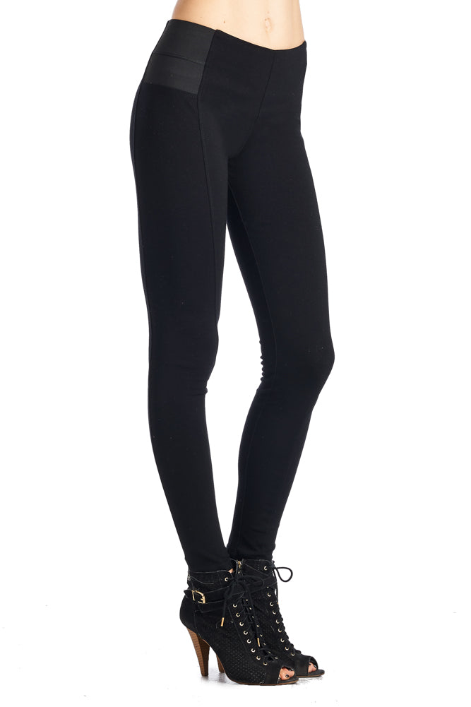 P800 Ci Sono High Waist Black Ponte Leggings - FashionPosh