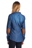 TP180 Denim Chambray Shirt W/Elbow Patch (More color options) - FashionPosh