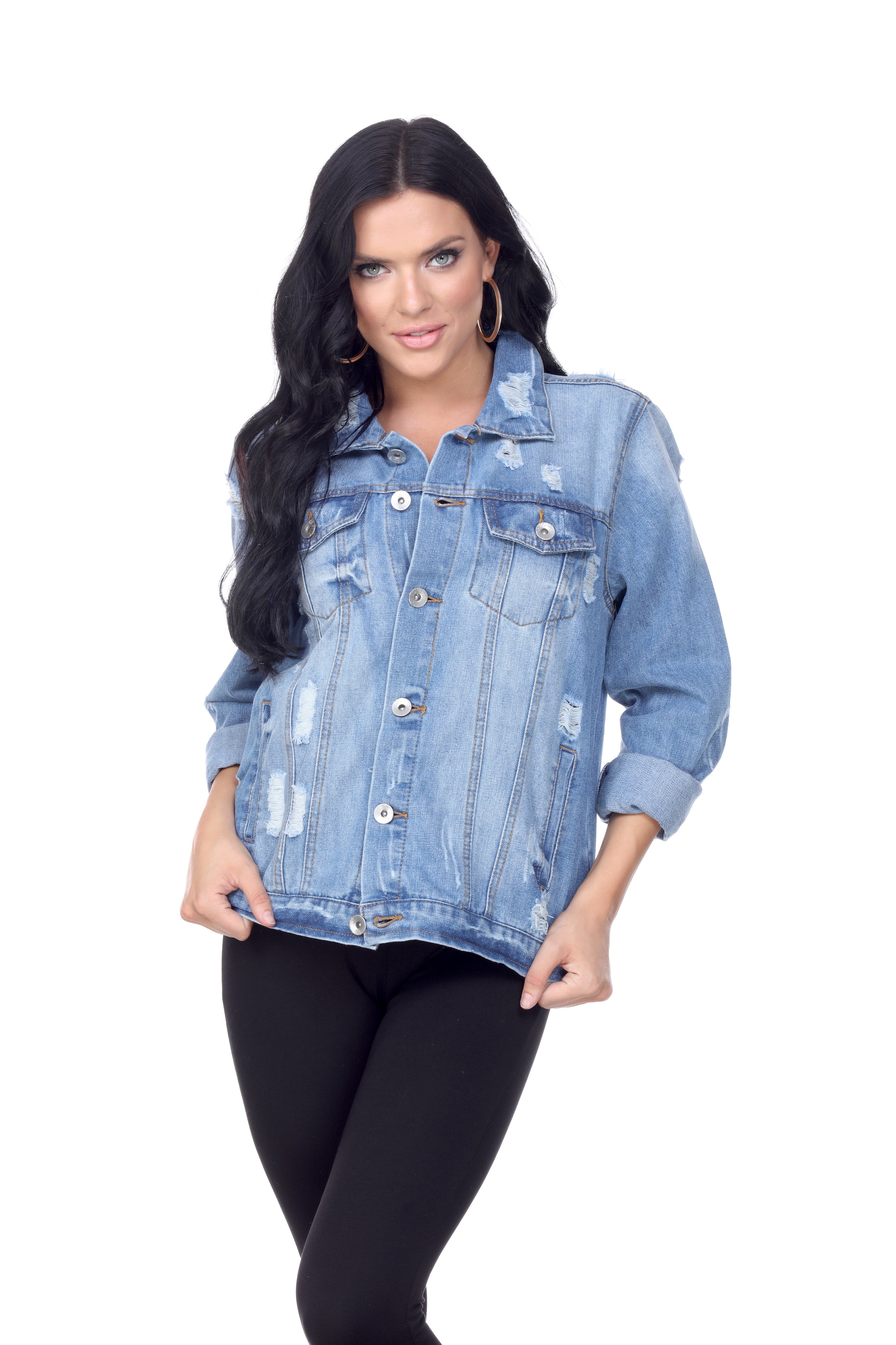 DJK54 Distressed Denim Jacket - FashionPosh