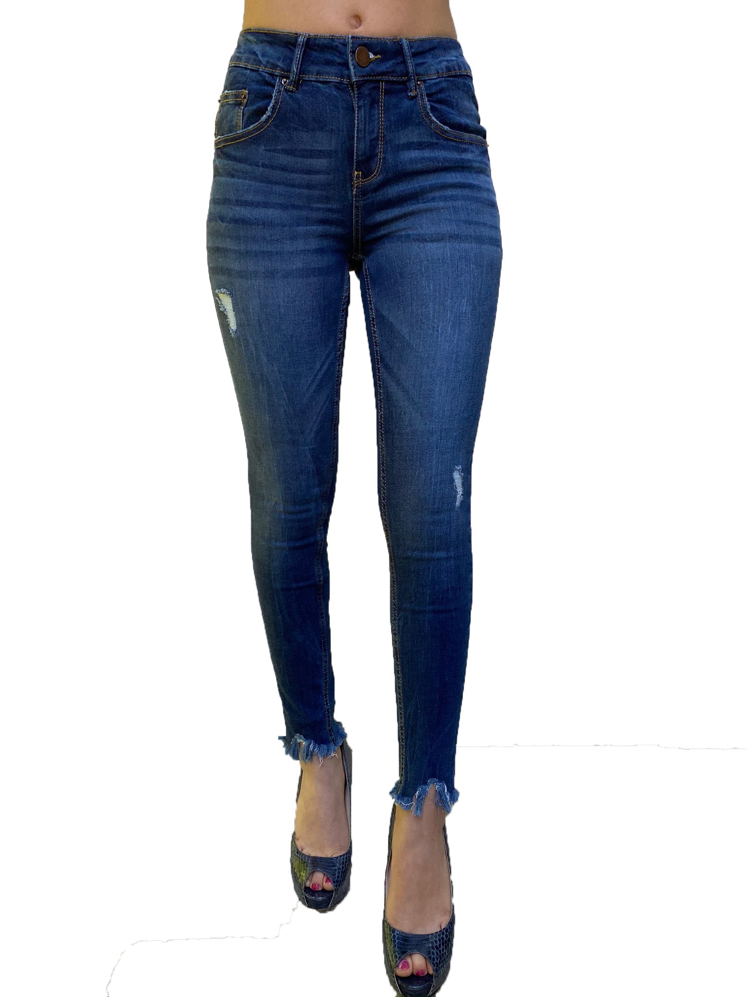 DP9962 CiSono Sculpting Ripped Skinny Leg Denim Jeans