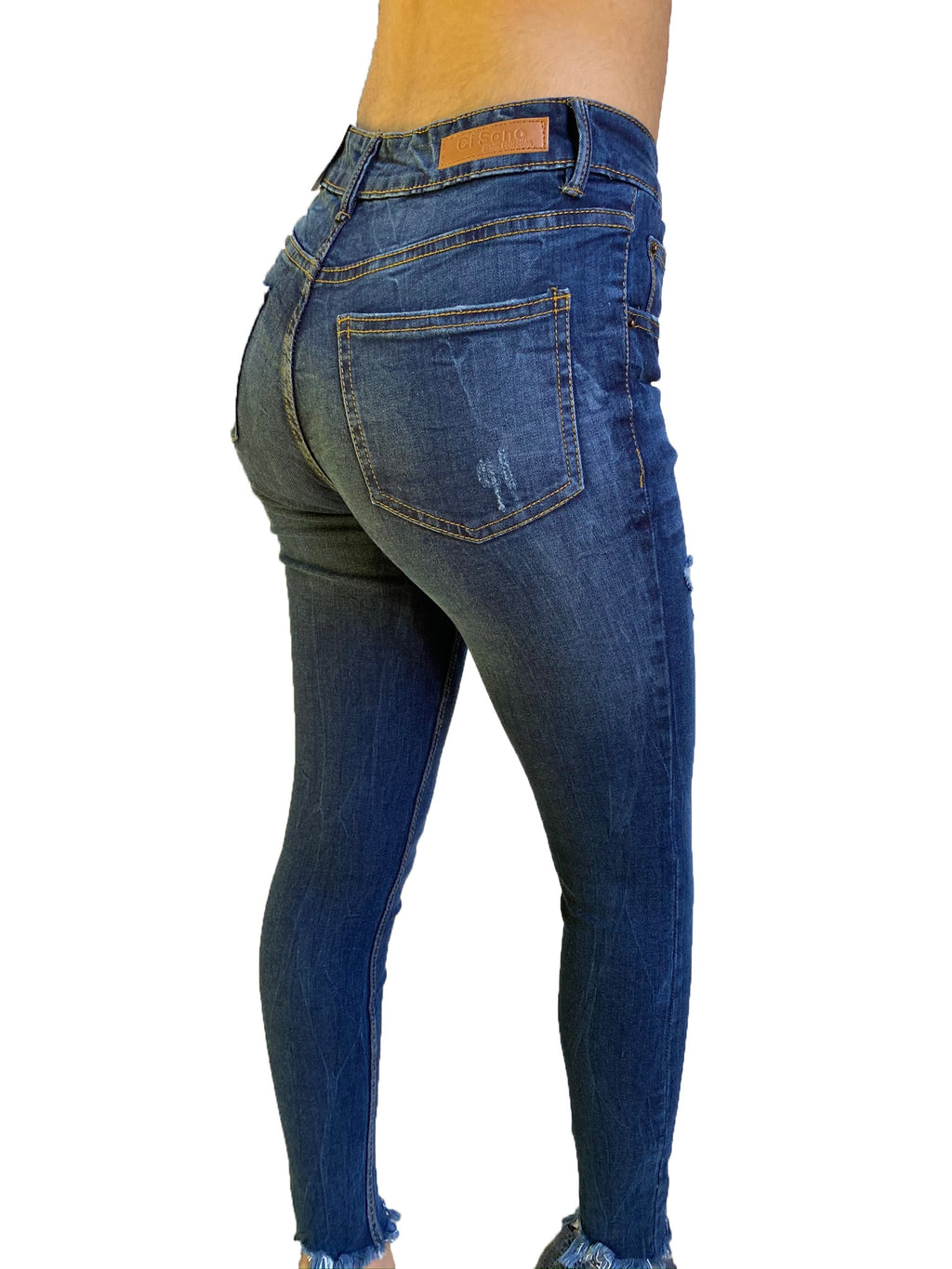 DP9962 CiSono Sculpting Ripped Skinny Leg Denim Jeans