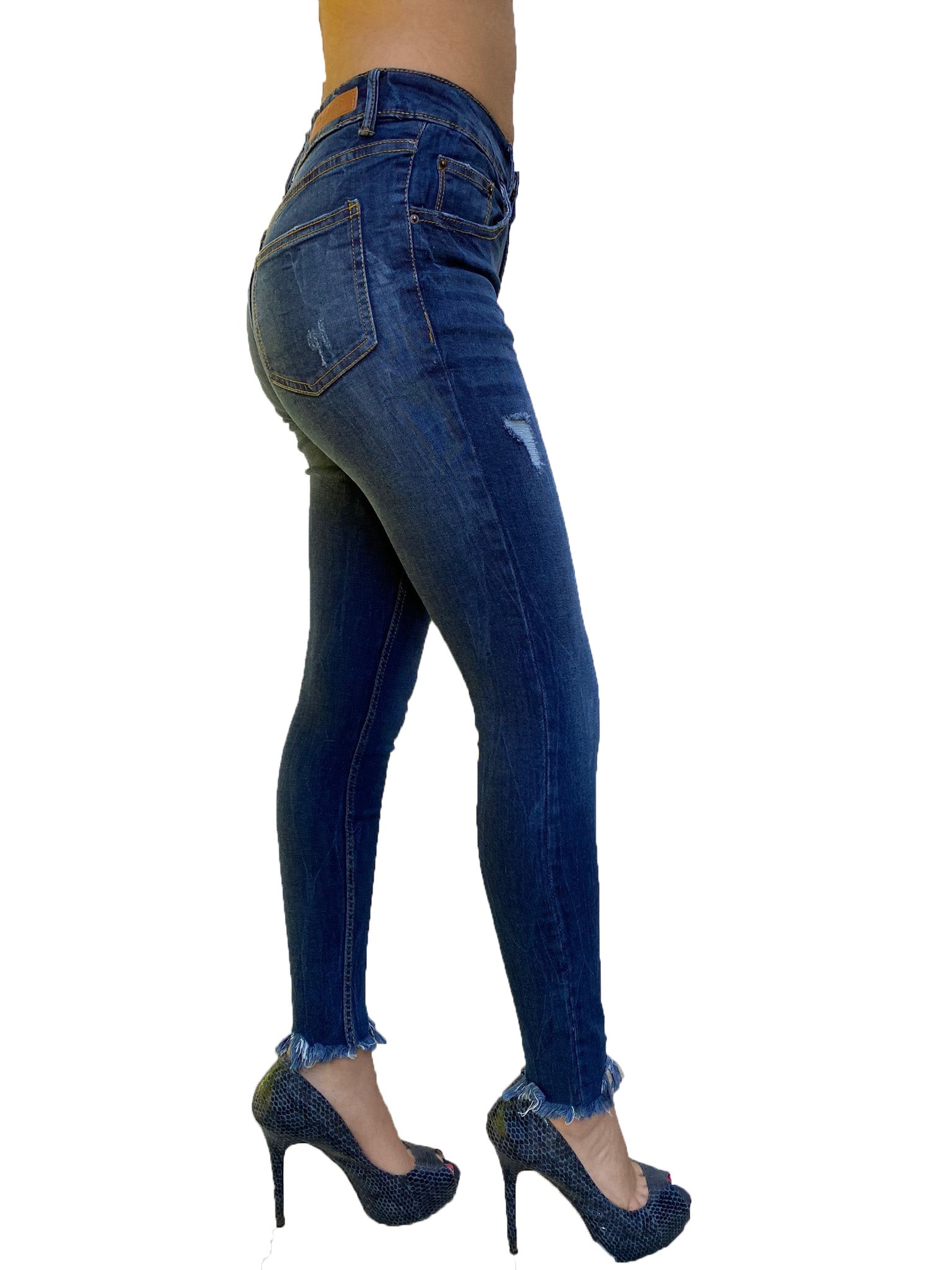 DP9962 CiSono Sculpting Ripped Skinny Leg Denim Jeans
