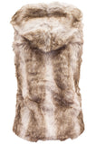 DV641 Fur Vest W/Hoodie - FashionPosh