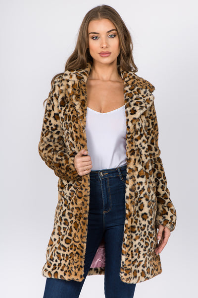 Long Leopard Print Coat - FashionPosh