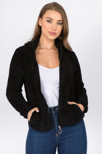 Cozy Sherpa Hooded Zip-Up Jacket (MORE COLORS) - FashionPosh