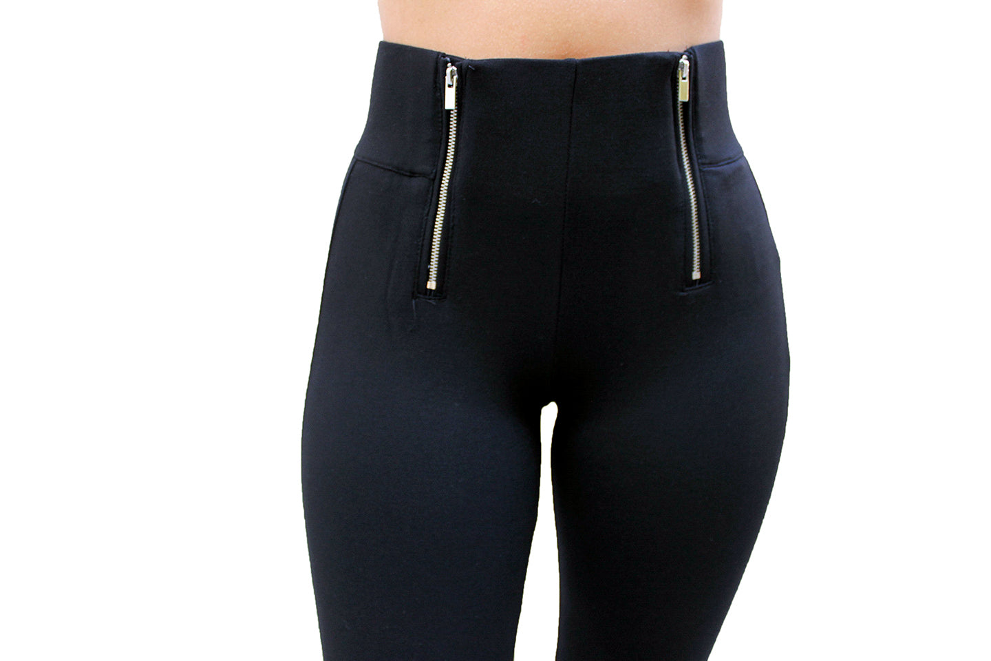 PP143 Ponte Leggings W/Zipper Accent - FashionPosh
